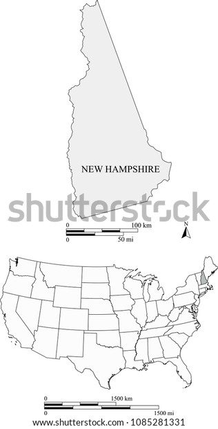 Usa Blank Map Vector Outlines Highlighted Stock Vector Royalty