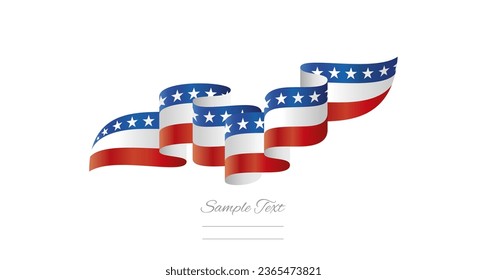 USA blue white red wavy flag ribbon concept design template. Premium USA flag vector illustration design on isolated white background