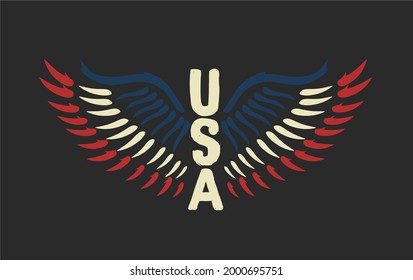 usa with blue white and red wings