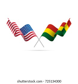 USA and Bolivia flags. Vector illustration.