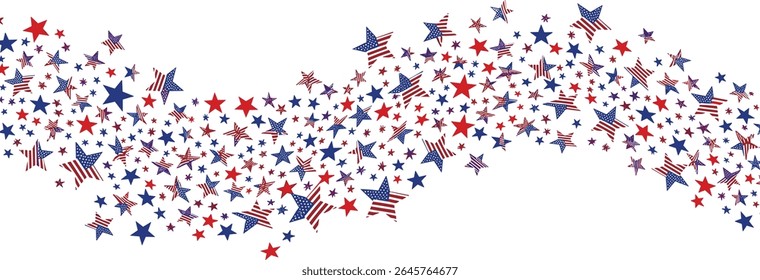 USA border, American flag stars banner, 4th July decoration