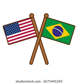 Kreuzflaggen-Vektorgrafik der USA und Brasiliens auf weißem Hintergrund
Vektor-Länderflaggen, die sich schneiden