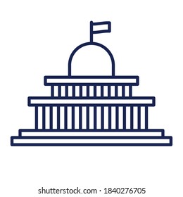 Edificio de Estados Unidos con diseño de iconos de estilo de línea de bandera, tema de Estados Unidos Ilustración vectorial