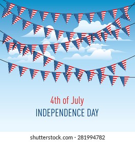 USA bunting decoration with sky background