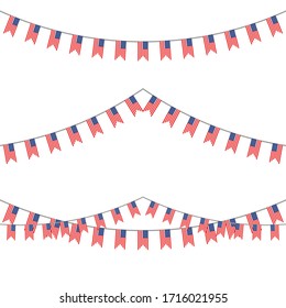 USA Bunting Set On White Background.