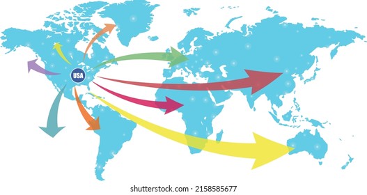 USA business world map, vector illustration