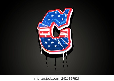 USA C Hand Lettering Graffiti vector template