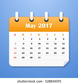 USA Calendar for May 2017. Week starts on Sunday.