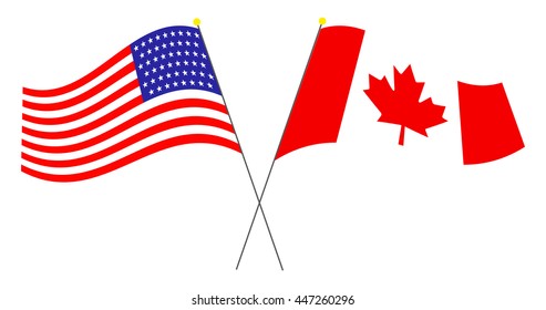 usa and canada flag