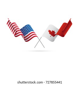 USA and Canada flags. Vector illustration.