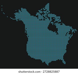 USA und Kanada hellblaues digitales Punktraster auf Schwarz für Cyber-Sicherheitsnetzwerke