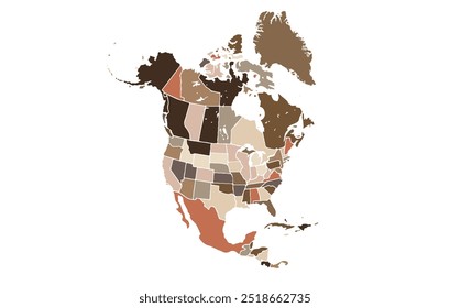 USA, Canada, Mexico border map. North America countries vector map.map silhouette, backdrop, earth geography, political,reports,city, infographic, political, concept, outline.