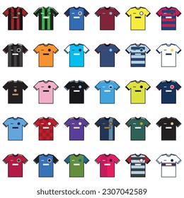 USA and Canada soccer team league competition vector thirty jerseys. Football symbols.