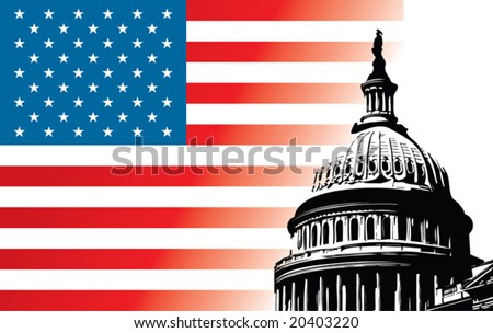 Usa Capitol dome with flag