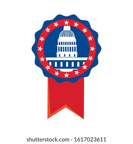 Usa capitol inside seal stamp design, United states america independence presidents day nation us country and national theme Vector illustration