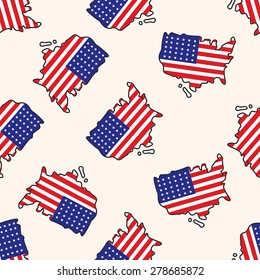 USA, cartoon seamless pattern background