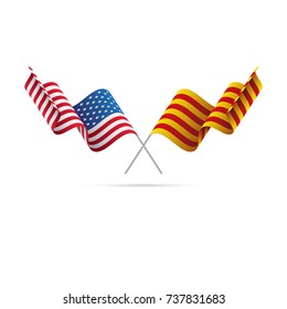 USA and Catalonia flags. Vector illustration.