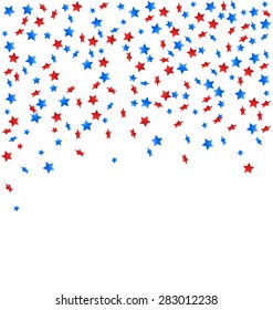 USA celebration confetti stars in national colors for independence day isolated on white background