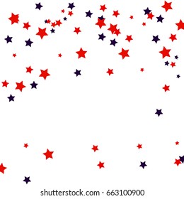 USA celebration confetti stars in national colors for independence day isolated on white background.