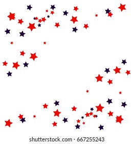 USA Celebration Confetti Stars in National Colors for Independence Day Isolated on White Background.