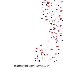 USA Celebration Confetti Stars in National Colors for Independence Day Isolated on White Background.