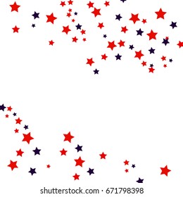 USA Celebration Confetti Stars in National Colors for Independence Day Isolated on White Background.