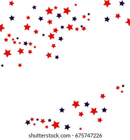 USA Celebration Confetti Stars in National Colors for Independence Day Isolated on White Background.