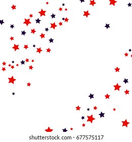 USA Celebration Confetti Stars in National Colors for Independence Day Isolated on White Background. White Background With Red And Blue Stars.