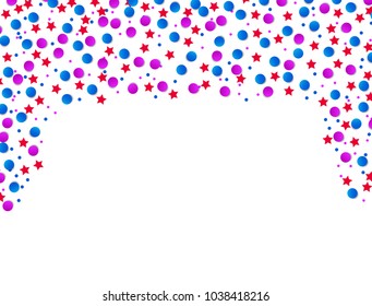 USA celebration red and blue confetti falling. Concept in national colors for American independence day, celebration event & birthday isolated on white background. Vector illustration