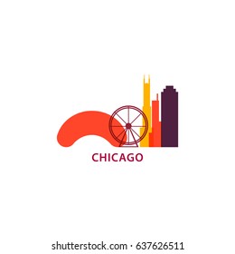 USA Chicago city modern city landscape skyline panorama silhouette vector banner illustration