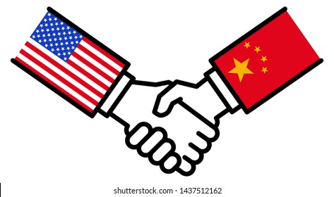 USA CHINA Business Deal, Trade Agreement, Handshake