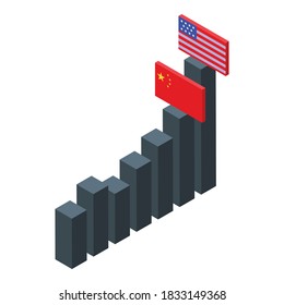 Usa China comparison icon. Isometric of Usa China comparison vector icon for web design isolated on white background