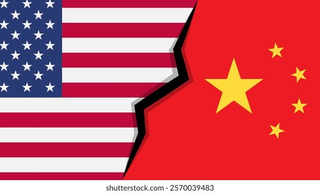 USA and China Flag vector. trade war concept illustration