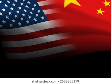 USA and China Flags Blended, geopolitical relations concept illustration