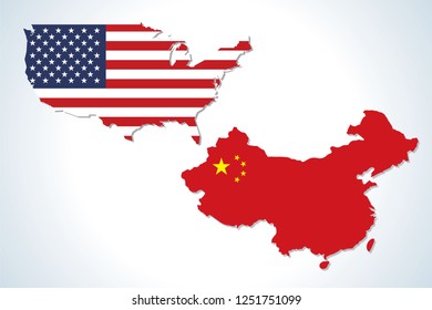 USA And China Maps Vector