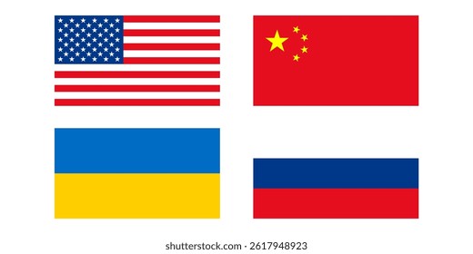 Usa china russia ukraine flag. Country flag