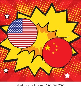 USA and China war trade concept. Huawei case problem.