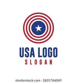 usa circle logo design with flag element	