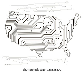 USA circuit board background. eps10 vector illustration