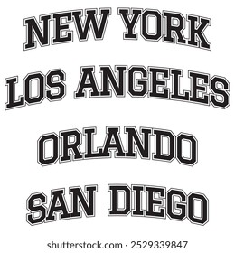 Cópia arquivada em 12 de dezembro de 2013 "USA Cities Prints Set" . Nova Iorque, Los Angeles, Orlando e San Diego Vetor. Camisas, canecas e muito mais! Marketing de Turismo da América.