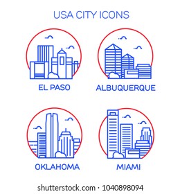 USA city icons. Vector illustration