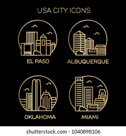 USA city icons. Vector illustration