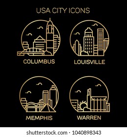 USA city icons. Vector illustration