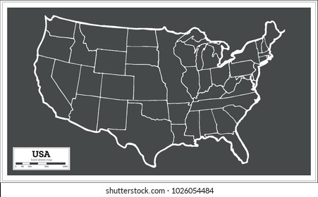 USA City Map in Retro Style. Outline Map. Vector Illustration.