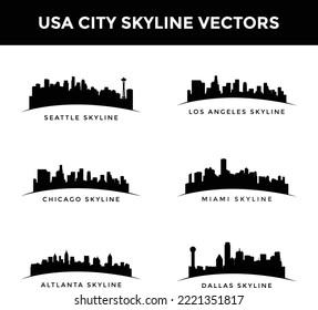 Usa City Skyline Vectors chicago, los angeles