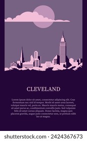 USA Cleveland retro city poster with abstract shapes of skyline, buildings. Vintage US Ohio state town cool travel vector illustration