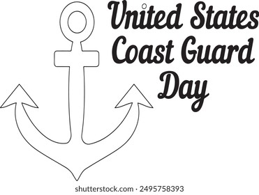  USA Coast Guard Day, USA coast guard day, activity, America, anchor, august, black and white, celebration, children, coast, coast guard, coloring, day,