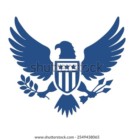 USA coat of arms with eagle. US coat of arms with an eagle holding an olive branch and arrows
