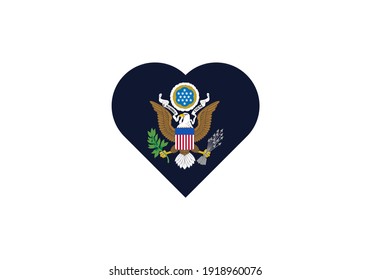 USA coat of arms in heart outline