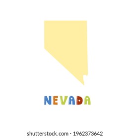 Colección USA. Mapa de Nevada - silueta amarilla